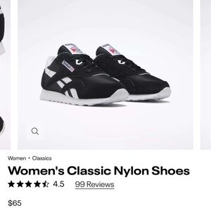 Reebok Women's Black and White Nylon Sneakers